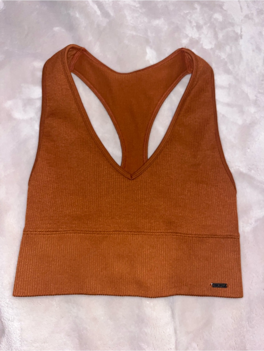 Gilly Hicks Rust Ribbed Racerback Crop Top - Picture 2 of 5